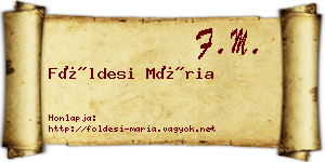 Földesi Mária névjegykártya